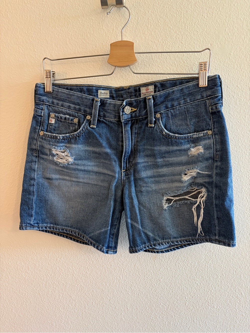 AG Adriano Goldschmied Distressed Denim Shorts - Hailey ex boyfriend roll up